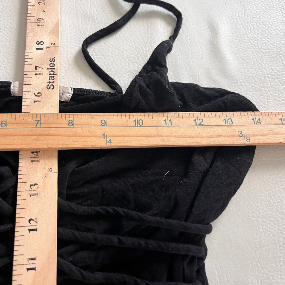 Mikey & Joey Strappy Lattice Front Tank Top Womens Large Black Camisole Layering - Picture 6 of 7